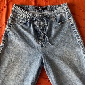 Social Tourist High Rise Lace-Up Denim Jeans